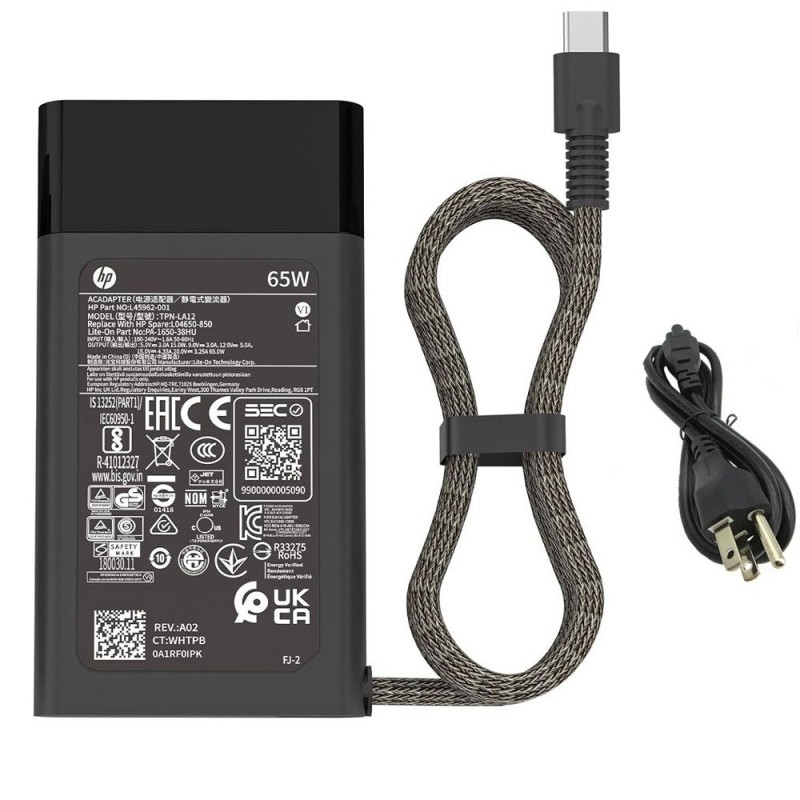 20V 3.25A 65W HP USB-C Adapter Charger with Rounded Corners