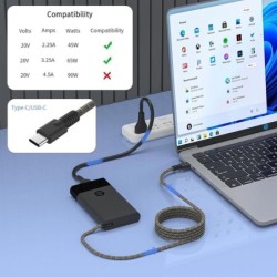 20V 3.25A 65W HP USB-C Adapter Charger with Rounded Corners