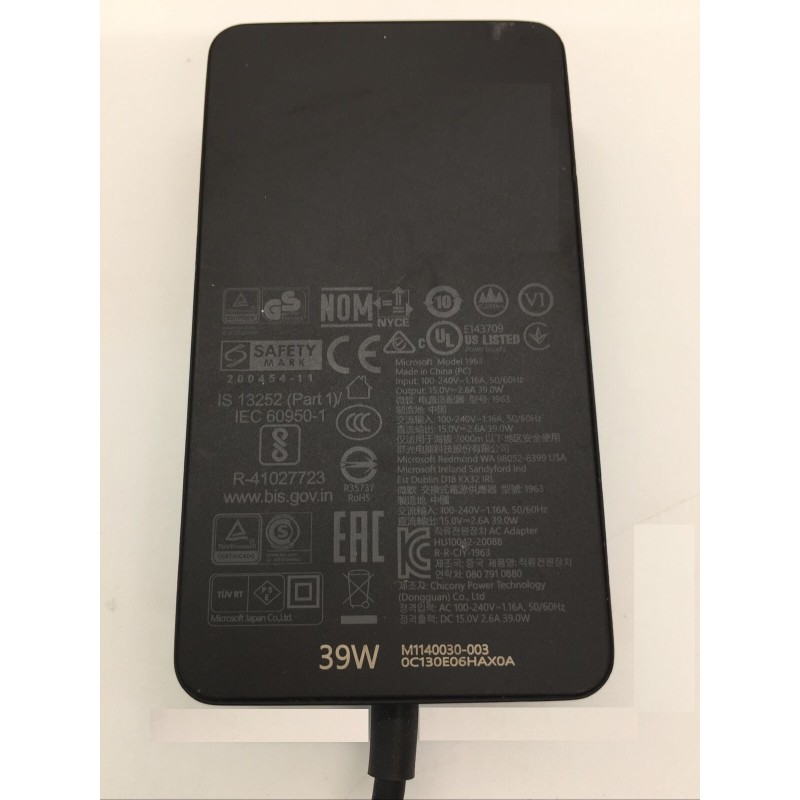 Microsoft Surface 1963 39W for Surface Book 3 AC Power Supply Adapter Charger 8J5-00001