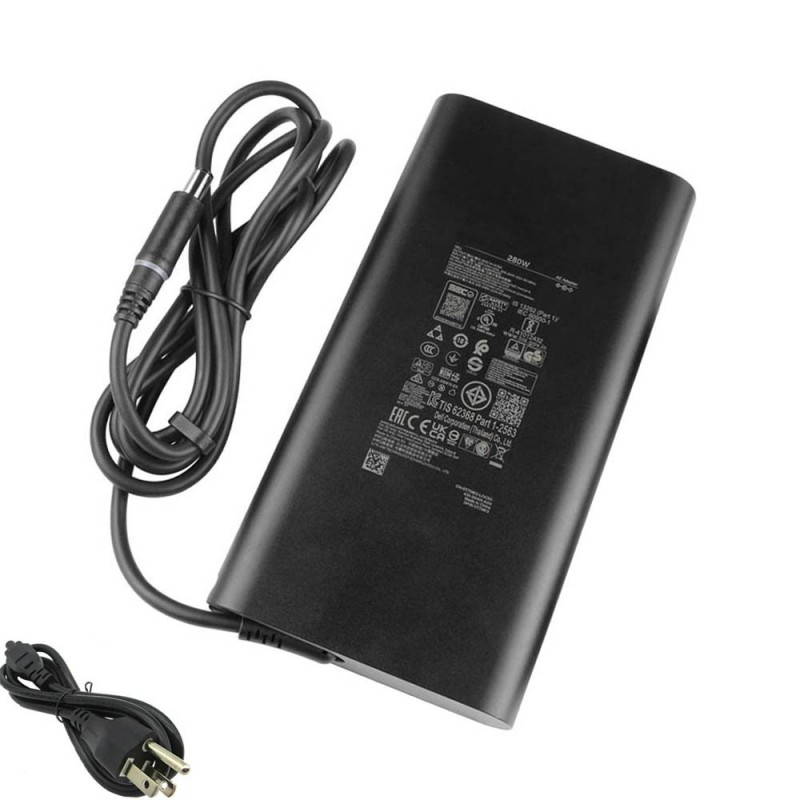 Replacement 19.5V 14.36A 280W Curved Adapter Charger for Dell 7.4mm 5.0mm Connector