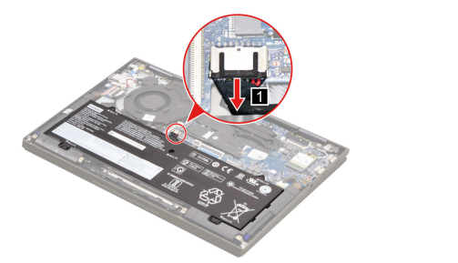 Disconnect the Yoga 7 14ITL5 battery pack cable from the system board