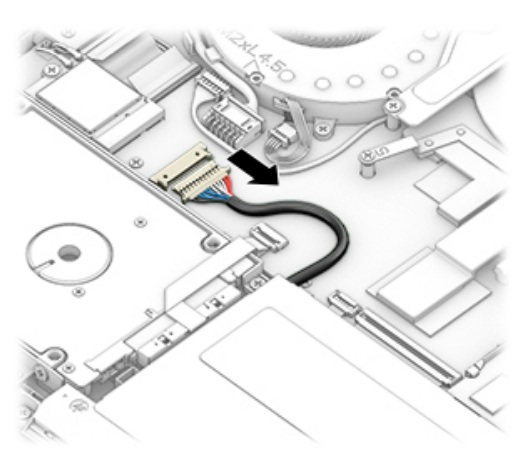Disconnect the HP PG03XL battery cable from the system board