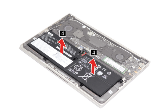 Yoga C940-14IIL: Lift and remove the battery pack