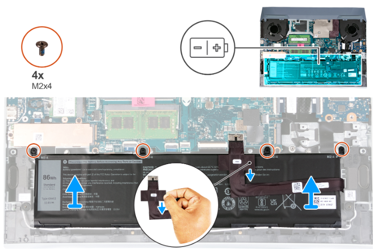 Removing Dell G15 5520 battery and screw locations