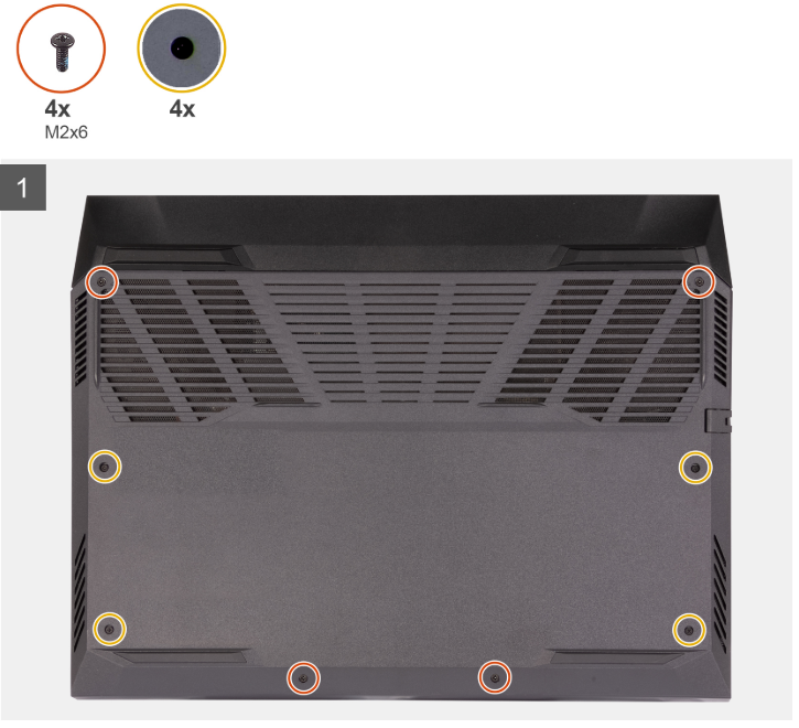 Dell G15 5520 base cover screw locations and pry points